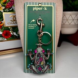Piper K Whimsical Fairycore Multicolor Frog Keychain Bag Charm NWT